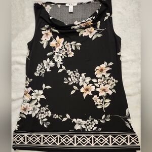 Womens NWOT Sz XL White House Black Market Sleeveless Black & Floral Print Dress
